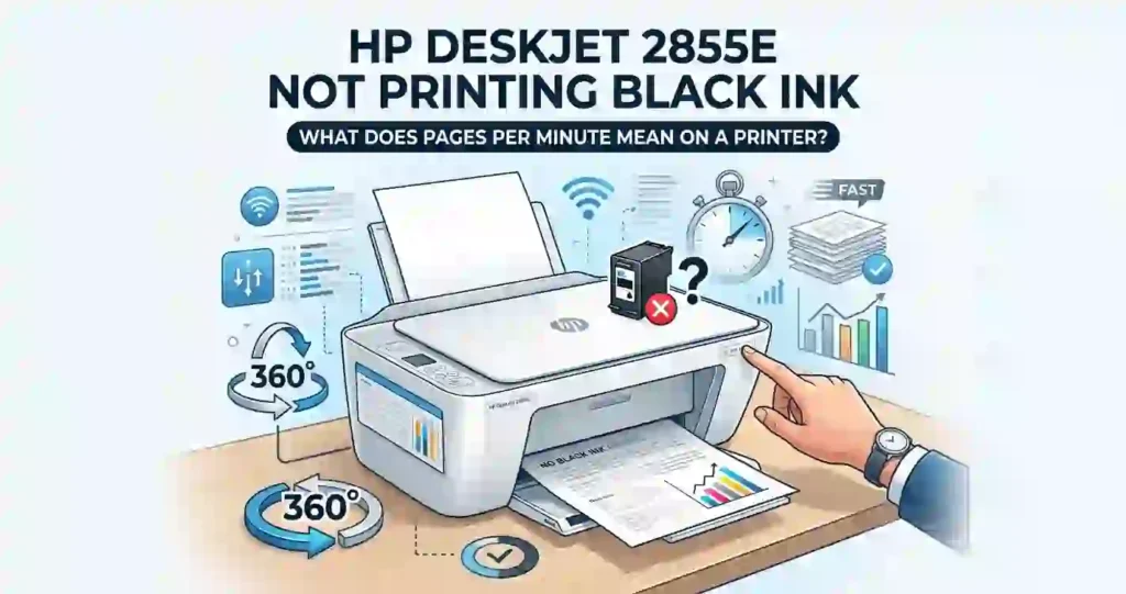 hp deskjet 2855e not printing black ink